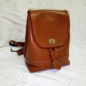 British Tan Leather Vintage Coach Daypack